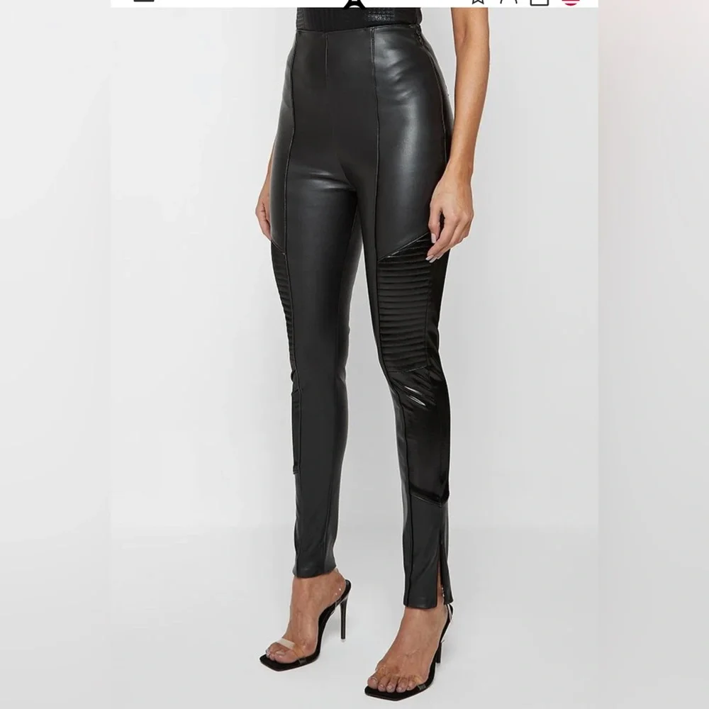 Manier de voir Vegan leather and patent rubbed black leggings - Picture 3 of 15
